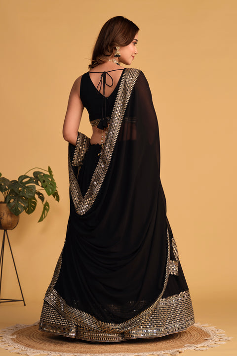 Black Party wear Heavy Lehenga Choli for Women with Dupatta Sequence Lehenga Choli In USA