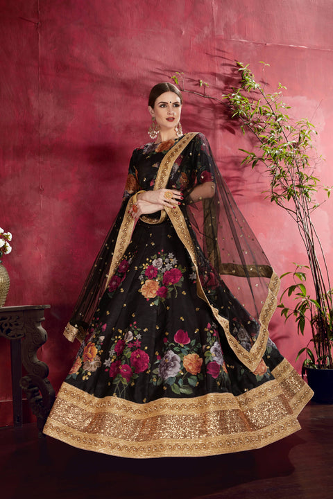 Black Stylish fancy lehenga Choli for women In Wedding Occasion with Dupatta in USA