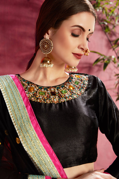 Black Multicolor Traditional fancy lehenga Choli for women In Wedding Occasion with Dupatta in USA