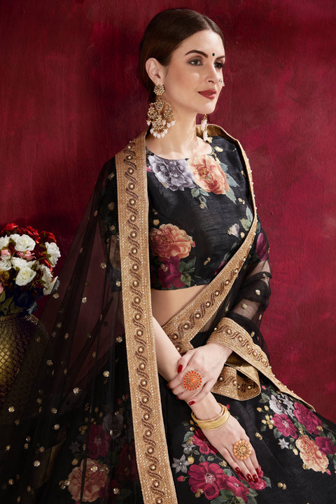 Black Stylish fancy lehenga Choli for women In Wedding Occasion with Dupatta in USA