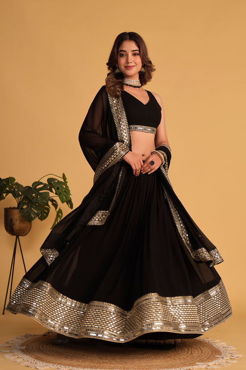 Black Party wear Heavy Lehenga Choli for Women with Dupatta Sequence Lehenga Choli In USA