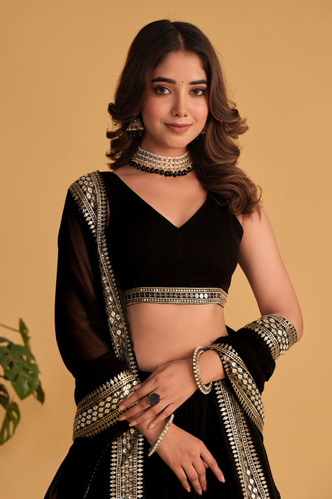 Black Party wear Heavy Lehenga Choli for Women with Dupatta Sequence Lehenga Choli In USA