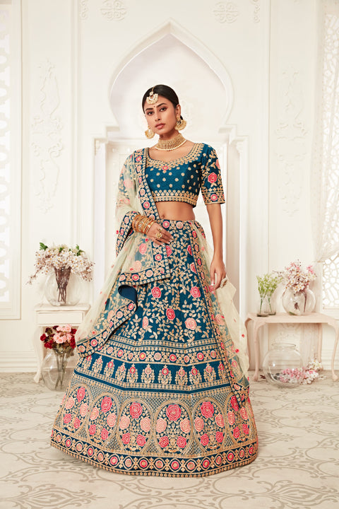 Blue Embellished Fancy Lehenga Choli for Women In Wedding Occasion with Dupattaa in USA