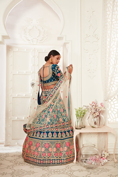 Blue Embellished Fancy Lehenga Choli for Women In Wedding Occasion with Dupattaa in USA