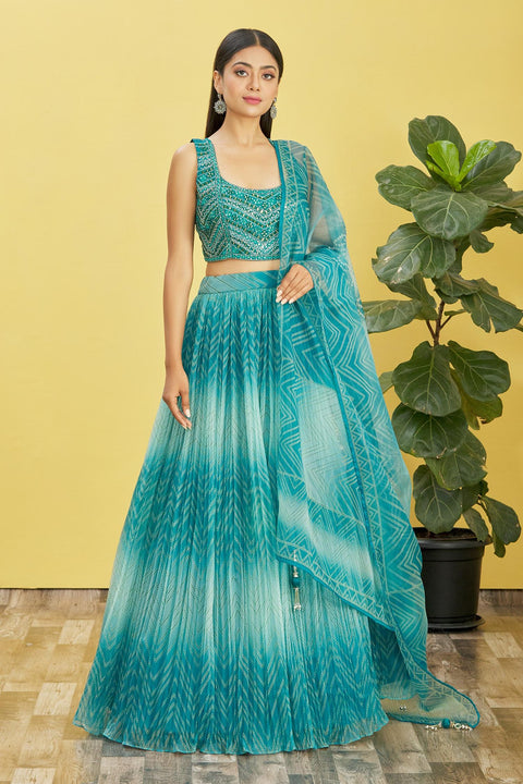 Blue Traditional Party wear Heavy Lehenga Choli for Women with Dupatta Sequence Lehenga Choli In USA