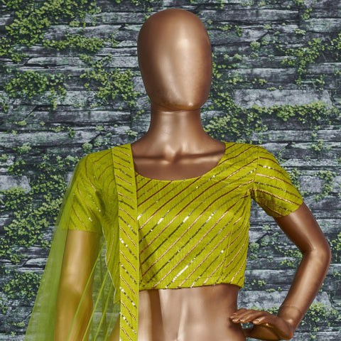 Green Flaunt your simple and pretty look with this hypnotic colored lehenga choli For Women