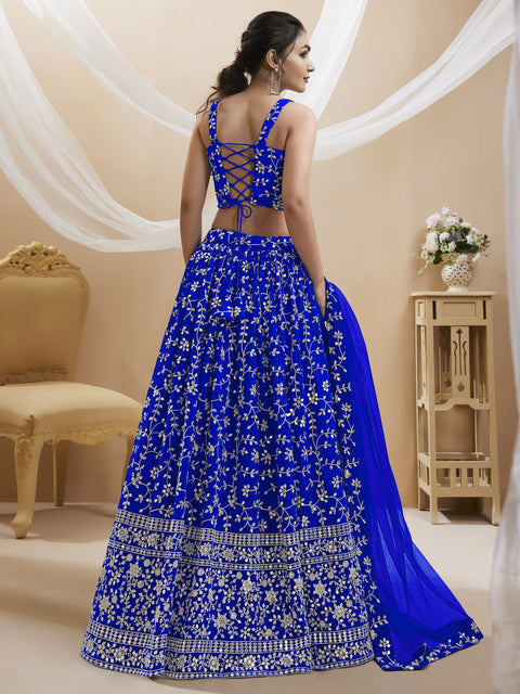 Georgette Blue Party wear Heavy Lehenga Choli for Women with Dupatta Sequence Lehenga Choli In USA