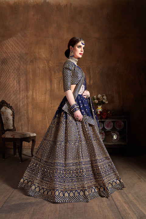 Vibrant Navy Blue fancy lehenga Choli for women with Dupatta in USA