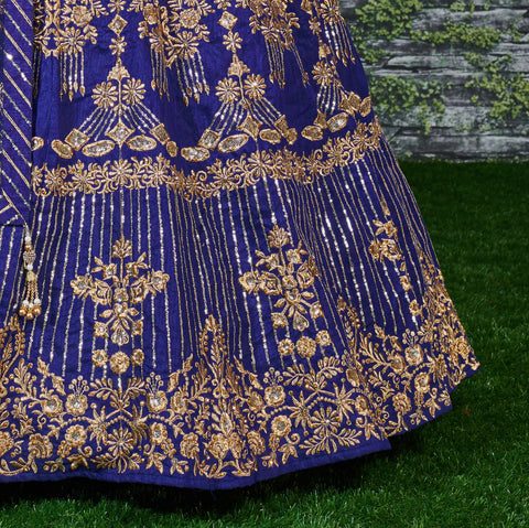 Flaunt your simple and pretty look with this hypnotic blue colored lehenga choli For Woman