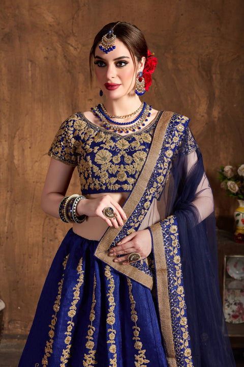 Graceful Navy Blue  fancy lehenga Choli for women with Dupatta in USA