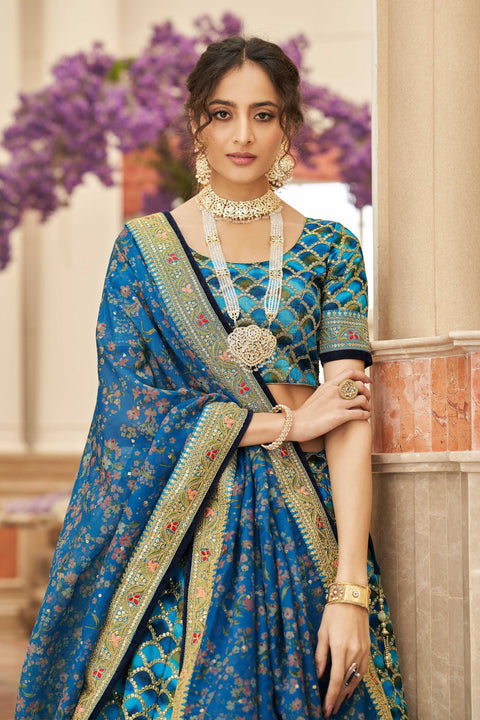 Traditional Blue fancy lehenga Choli for women with Dupatta in USA