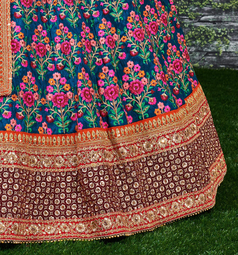 Everyone will admire you when you wear this Stunning Blue and Purple Embroidered Designer Lehenga Choli For Women