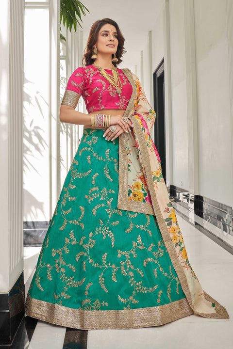 Green And White Delicate fancy lehenga Choli for women with Dupatta in USA