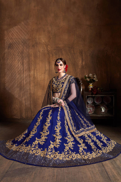 Graceful Navy Blue  fancy lehenga Choli for women with Dupatta in USA