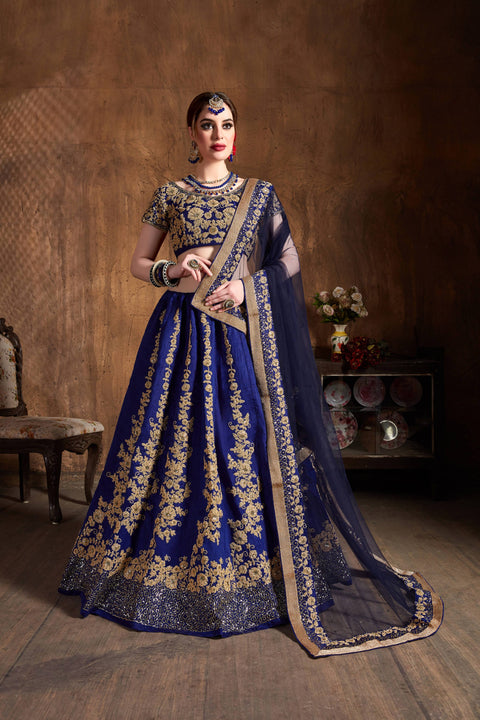 Graceful Navy Blue  fancy lehenga Choli for women with Dupatta in USA