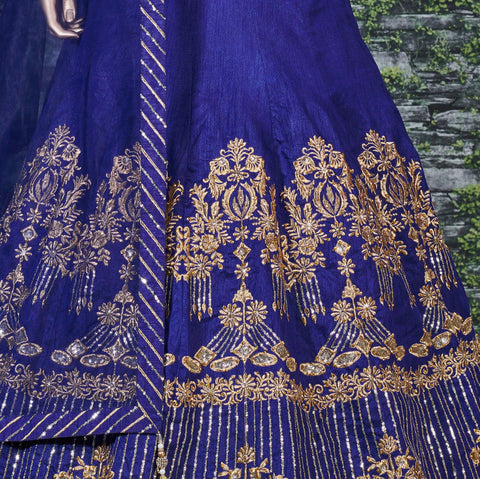 Flaunt your simple and pretty look with this hypnotic blue colored lehenga choli For Woman