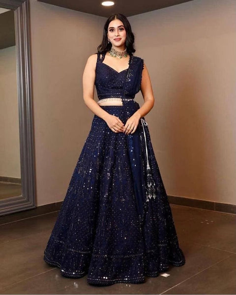 Classic Navy blue lehenga choli for women ,Indian Designer Ready to wear partywear Lehenga Choli, Rayoncotton withheavy embroideryLehenga - ReadyToWearshop