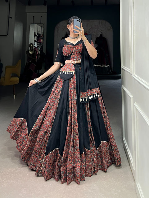 Traditional Black Cotton Sequnce fancy lehenga Choli for women with Dupatta in USA