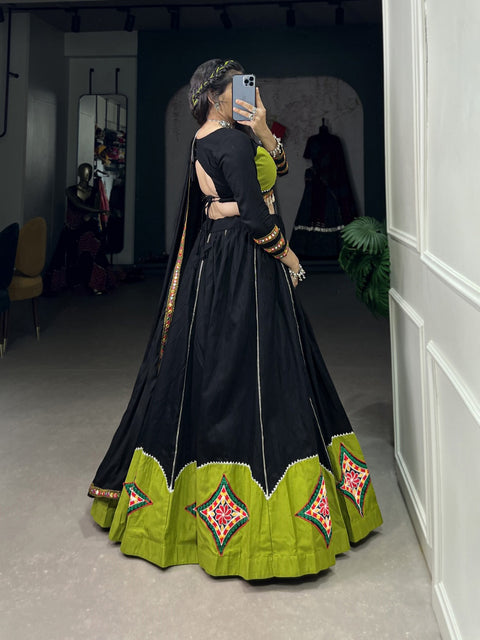 Black Cotton Sequnce fancy lehenga Choli for women with Dupattaa in USA