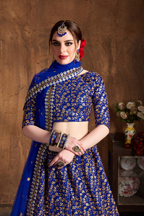 Traditional Royal Blue fancy lehenga Choli for women with Dupatta in USA