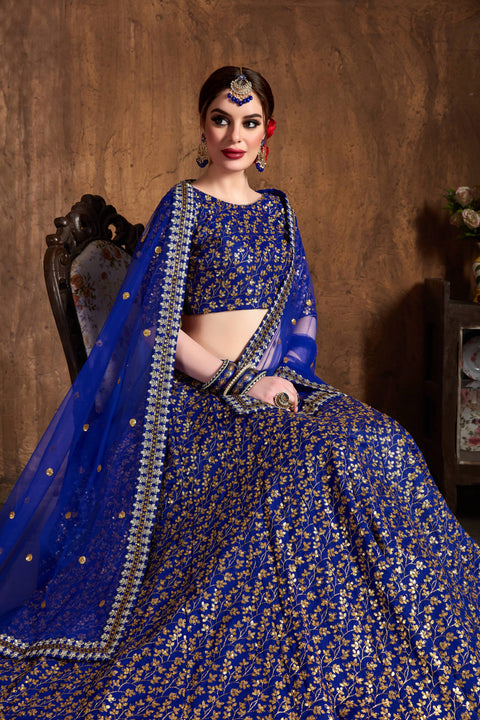 Traditional Royal Blue fancy lehenga Choli for women with Dupatta in USA