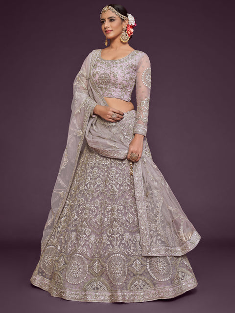 Dusky Orchid Stylish Wedding wear Heavy Lehenga Choli for Women with Dupatta in USA Sequence Lehenga Choli