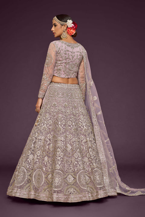 Dusky Orchid Stylish Wedding wear Heavy Lehenga Choli for Women with Dupatta in USA Sequence Lehenga Choli