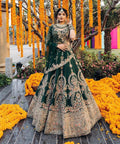 Dusty dark green Colour Dulhan Lehenga Choli  lehenga choli  for women with border dupatta readytowear bridesmaid lehenga for women - ReadyToWearshop