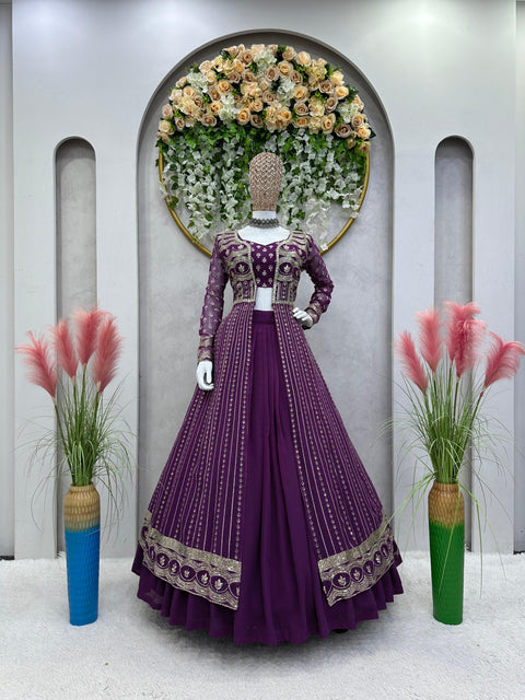 Purple Designer Party Wear Look Fancy and Fully Stitched Chaniya Blouse And Shrug For Woman In USA