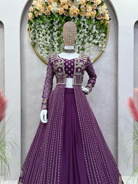 Purple Designer Party Wear Look Fancy and Fully Stitched Chaniya Blouse And Shrug For Woman In USA