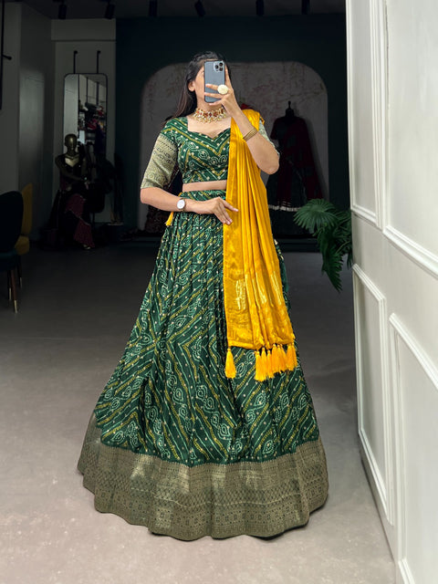 Green tapestry of traditions, the lehenga choli is a masterpiece, weaving heritage and style together In This Navratri For Women