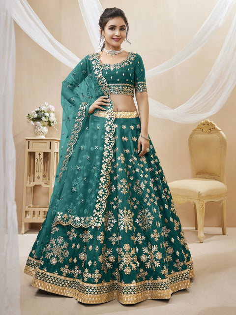 Breathtaking Green Wedding wear Heavy Lehenga Choli For Women with Dupatta Sequence Lehenga Choli In USA