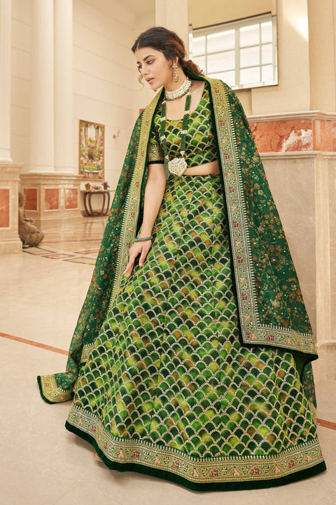 Green Traditional fancy lehenga Choli for women In Wedding with Dupatta in USA