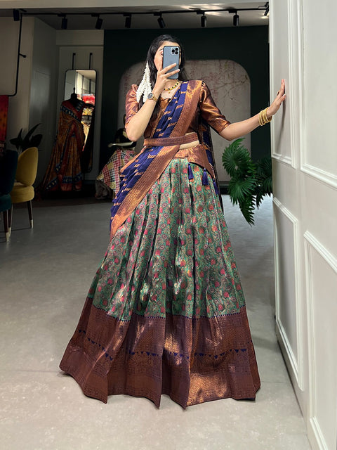 The Elegant Jacquard lehenga choli is a classic number that Deserves all Attention. Specially design to wear in Wedding, Functions and Special Occasions For Women