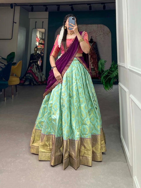 Alluring Wrapped in the embrace of Jacquard silk Lehenga Choli For Women In USA