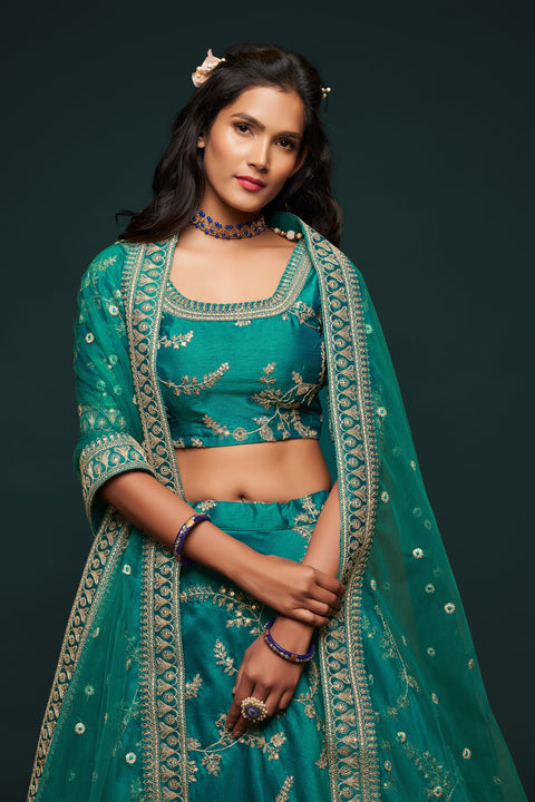 Glamorous Blue Fancy Lehenga Choli for Women In Wedding Occasion with Dupatta in USA