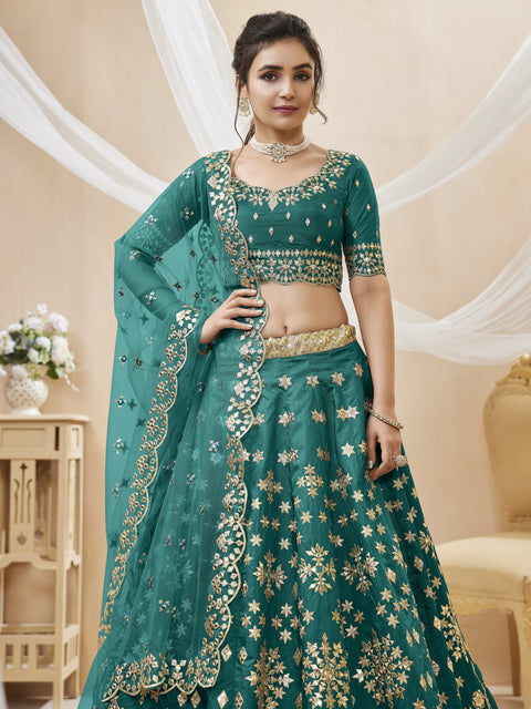 Breathtaking Green Wedding wear Heavy Lehenga Choli For Women with Dupatta Sequence Lehenga Choli In USA