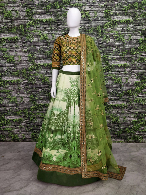 Radiant green Shine away in glamour on your close ones wedding day wearing this beautiful bridesmaids lehenga for women