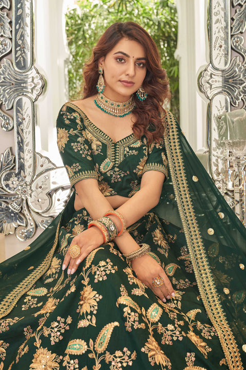 Artistic Green fancy lehenga Choli for women with Dupatta in USA