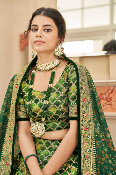 Green Traditional fancy lehenga Choli for women In Wedding with Dupatta in USA