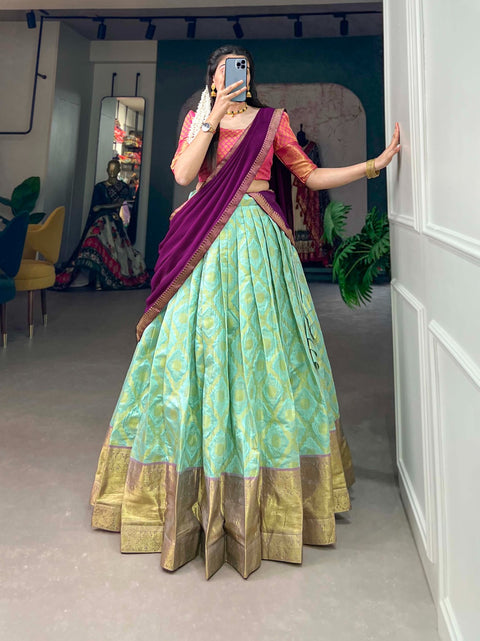 Alluring Wrapped in the embrace of Jacquard silk Lehenga Choli For Women In USA