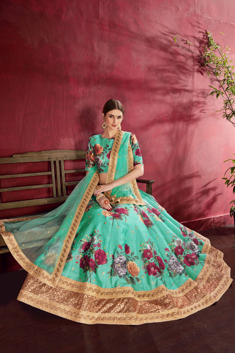 Green Stylish fancy lehenga Choli for women In Wedding Occasion with Dupatta in USA