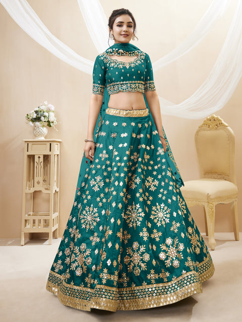 Breathtaking Green Wedding wear Heavy Lehenga Choli For Women with Dupatta Sequence Lehenga Choli In USA