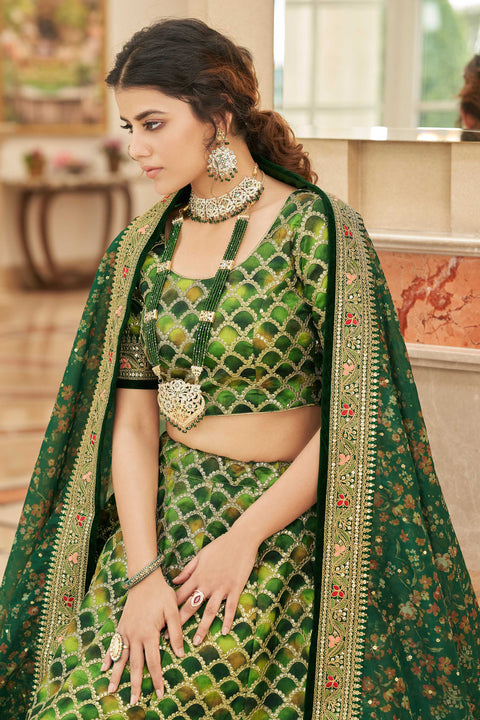 Green Traditional fancy lehenga Choli for women In Wedding with Dupatta in USA