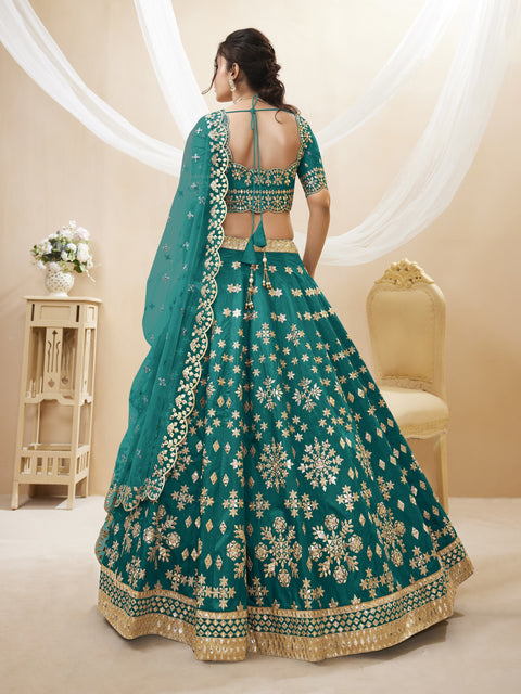 Breathtaking Green Wedding wear Heavy Lehenga Choli For Women with Dupatta Sequence Lehenga Choli In USA