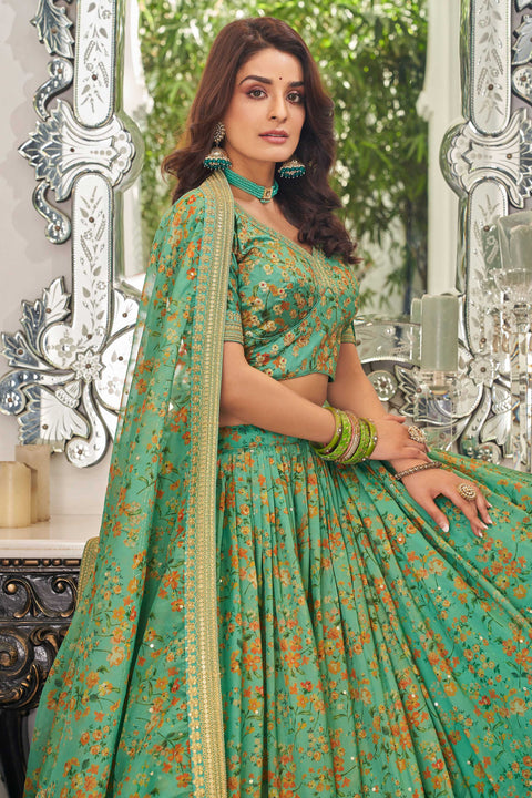 Pista Delicate fancy lehenga Choli for women with Dupatta in USA