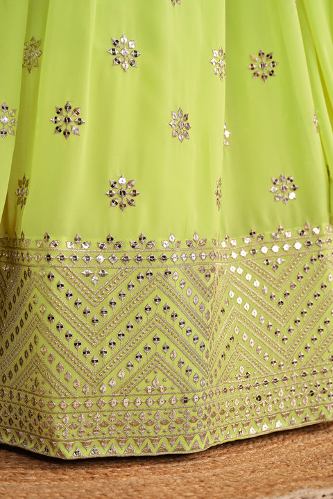 Pista Green Wedding wear Heavy Lehenga Choli for Women with Dupatta Sequence Lehenga Choli In USA