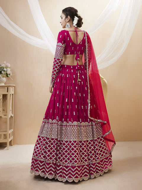 Hot Pink Wedding wear Radiant Heavy Lehenga Choli for Women with Dupatta Sequence Lehenga Choli In USA