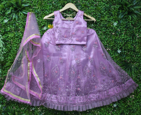 Frills Net Lehenga choli for kids, Impressive Festive Net Frill With Koti Kids Lehenga With Net Dupatta - ReadyToWearshop