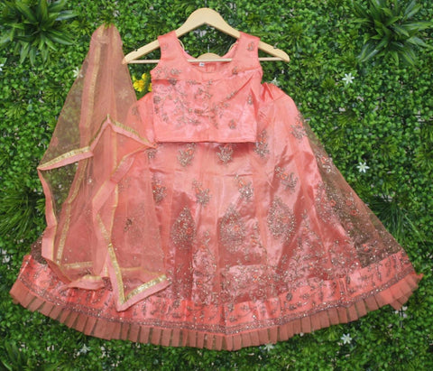 Frills Net Lehenga choli for kids, Impressive Festive Net Frill With Koti Kids Lehenga With Net Dupatta - ReadyToWearshop